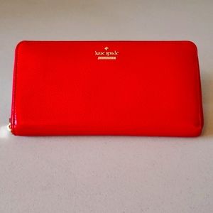 KATE SPADE RED LEATHER WRAP AROUND WALLET